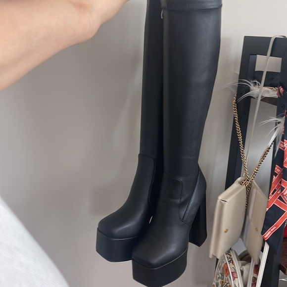 Black platform knee high boots vegan - Picture 8 of 8